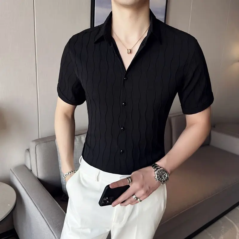 Men's Summer Wave Pattern Short Sleeve Shirt Slim Fit Korean Style Casual Button Down Shirts Streetwear Fashion Breathable Top
Men's Summer Wave Pattern Short Sleeve Shirt Slim Fit Korean Style Casual Button Down Shirts Streetwear Fashion Breathable Top