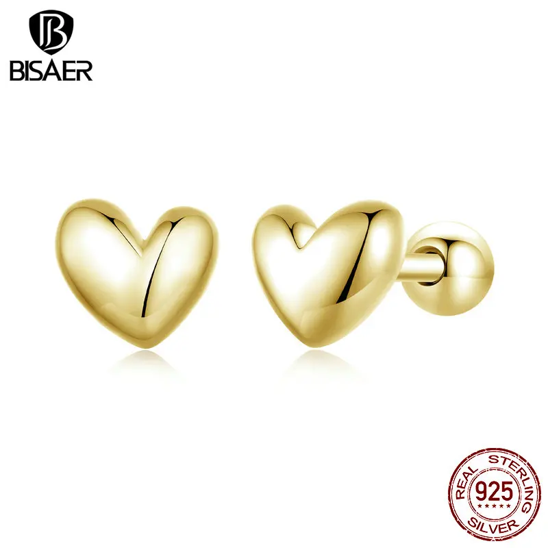 BISAER 925 Sterling Silver 18K Gold Mini Heart Stud Earrings Simple Love Hypoallergenic Earrings for Women Weedding Fine Jewelry
BISAER 925 Sterling Silver 18K Gold Mini Heart Stud Earrings Simple Love Hypoallergenic Earrings for Women Weedding Fine Jewelry