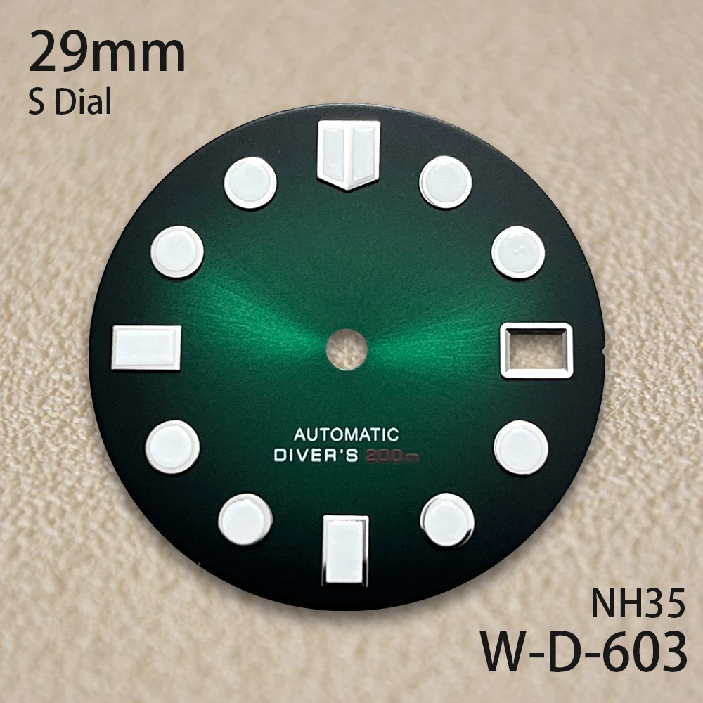 29mm S Logo Dial Fit NH35/NH36/4R/7S Japanese Movement Green Luminous Sunray/Matte High-Quality Watch Accessories
29mm S Logo Dial Fit NH35/NH36/4R/7S Japanese Movement Green Luminous Sunray/Matte High-Quality Watch Accessories
