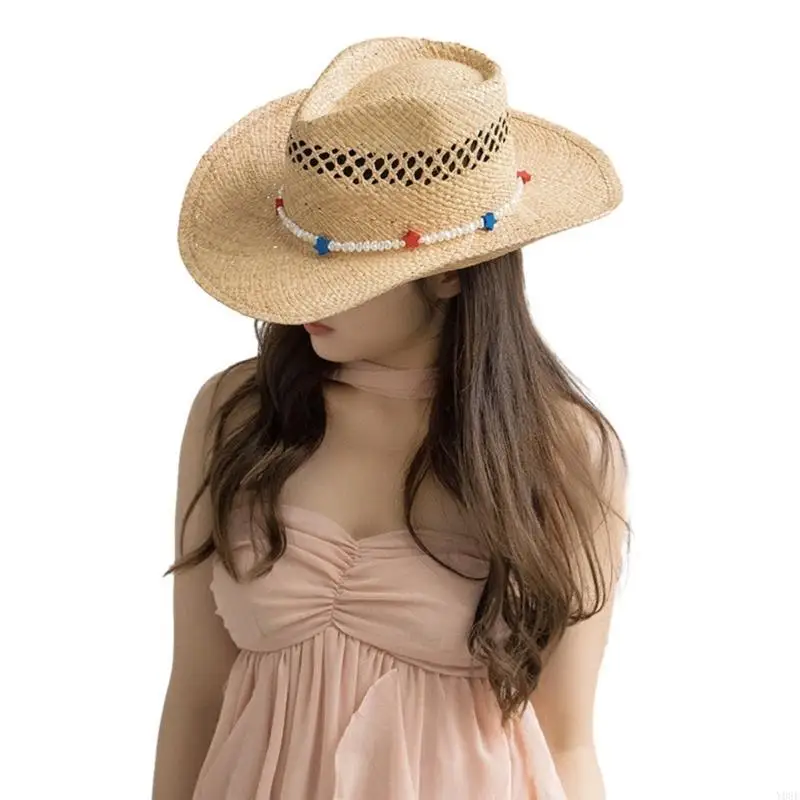 Lightweight Sun Protective Cowboy Hat Hollowed Cowgirl Hat Summer Beach Sun Hat Y08E
Lightweight Sun Protective Cowboy Hat Hollowed Cowgirl Hat Summer Beach Sun Hat Y08E