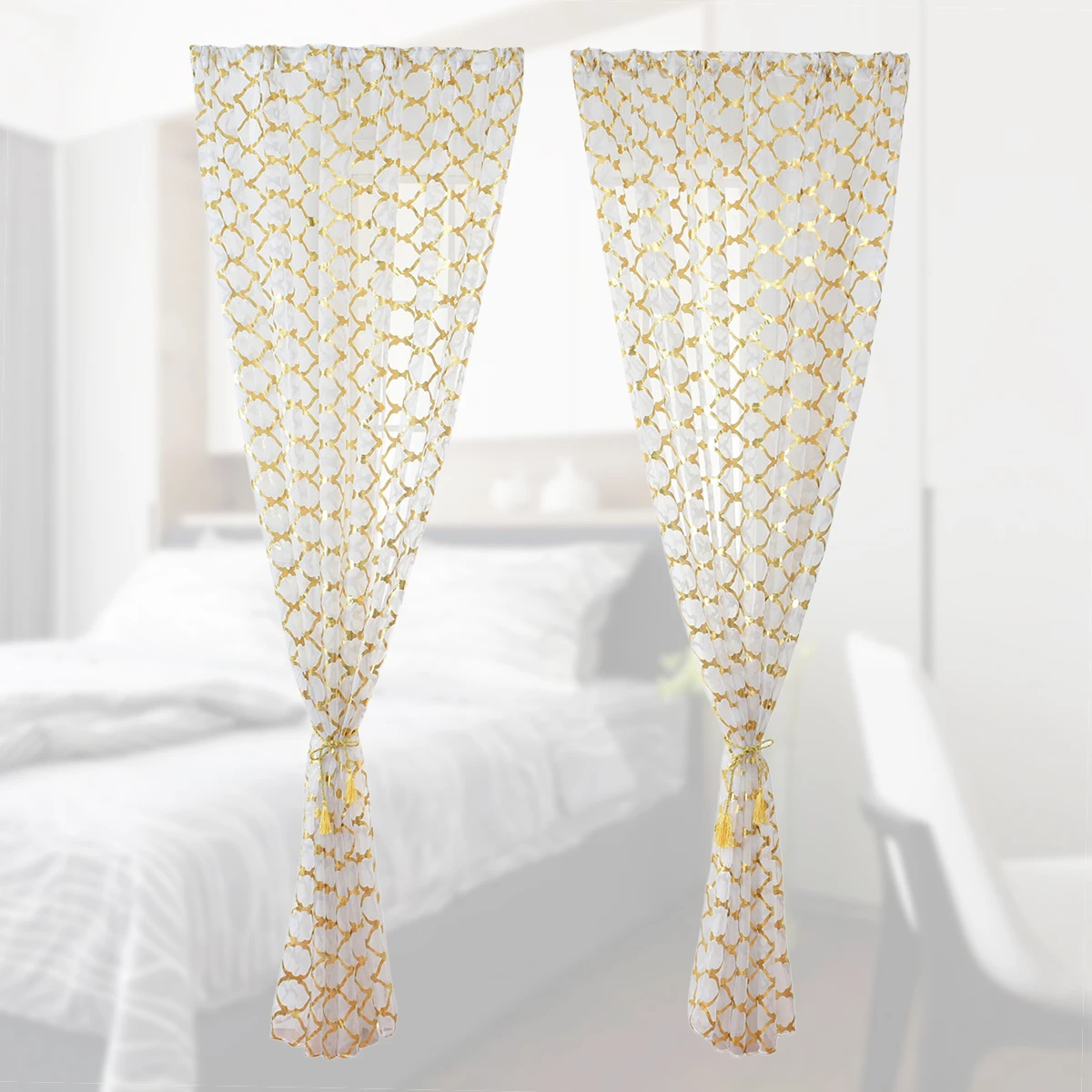 Gold-stitched Sheer Decorative Window Screening Decorative Voile Half Shading Tulle Window Screening Bronzing Home Textiles
Gold-stitched Sheer Decorative Window Screening Decorative Voile Half Shading Tulle Window Screening Bronzing Home Textiles
