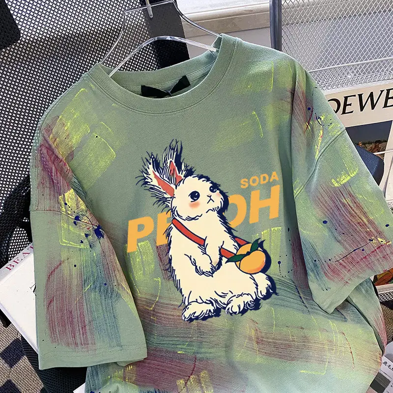 American Design Sense Hot Sale Graffiti Pure Cotton Mid-Length T-Shirt For Women Cartoon Age-Reducing Loose Butt-Covering Top
American Design Sense Hot Sale Graffiti Pure Cotton Mid-Length T-Shirt For Women Cartoon Age-Reducing Loose Butt-Covering Top