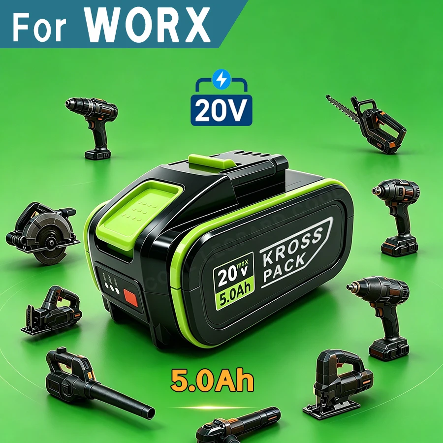 20V 5.0Ah Lithium Battery For Worx Kross Pack 5000mAh WA3551 WA3553 Compatible with WX372 WX386 WX390 WX372 Cordless Power Tools
20V 5.0Ah Lithium Battery For Worx Kross Pack 5000mAh WA3551 WA3553 Compatible with WX372 WX386 WX390 WX372 Cordless Power Tools