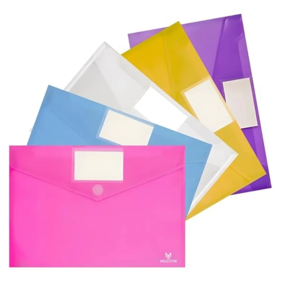 5 Pack Plastic Envelopes, Folders for Documents, Poly Envelopes A4/US Letter Size, Plastic File Folders with Label Pocket, File
5 Pack Plastic Envelopes, Folders for Documents, Poly Envelopes A4/US Letter Size, Plastic File Folders with Label Pocket, File