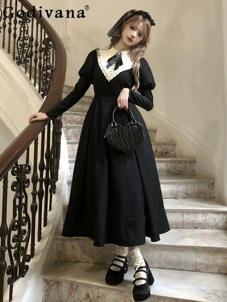 2025 Summer New Japanese Original Dark Lolita Gothic Style Short Sleeve Round Neck Elegant Lady Black Waist-Cinching OP Dresses
2025 Summer New Japanese Original Dark Lolita Gothic Style Short Sleeve Round Neck Elegant Lady Black Waist-Cinching OP Dresses
