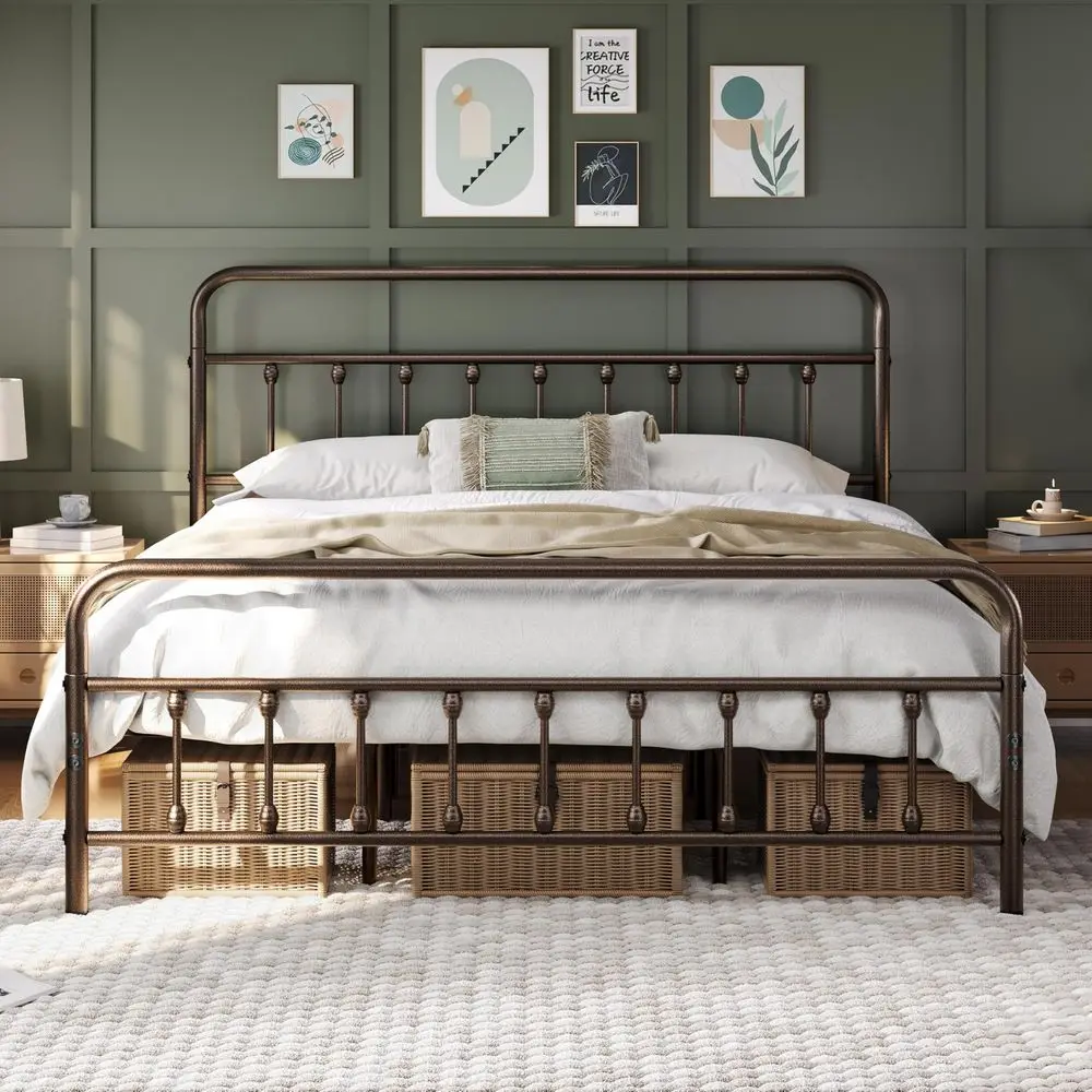 Classic Metal Platform Bed Frame Mattress Foundation with Victorian Style IronArt Headboard Footboard Under Bed Storage No Box
Classic Metal Platform Bed Frame Mattress Foundation with Victorian Style IronArt Headboard Footboard Under Bed Storage No Box