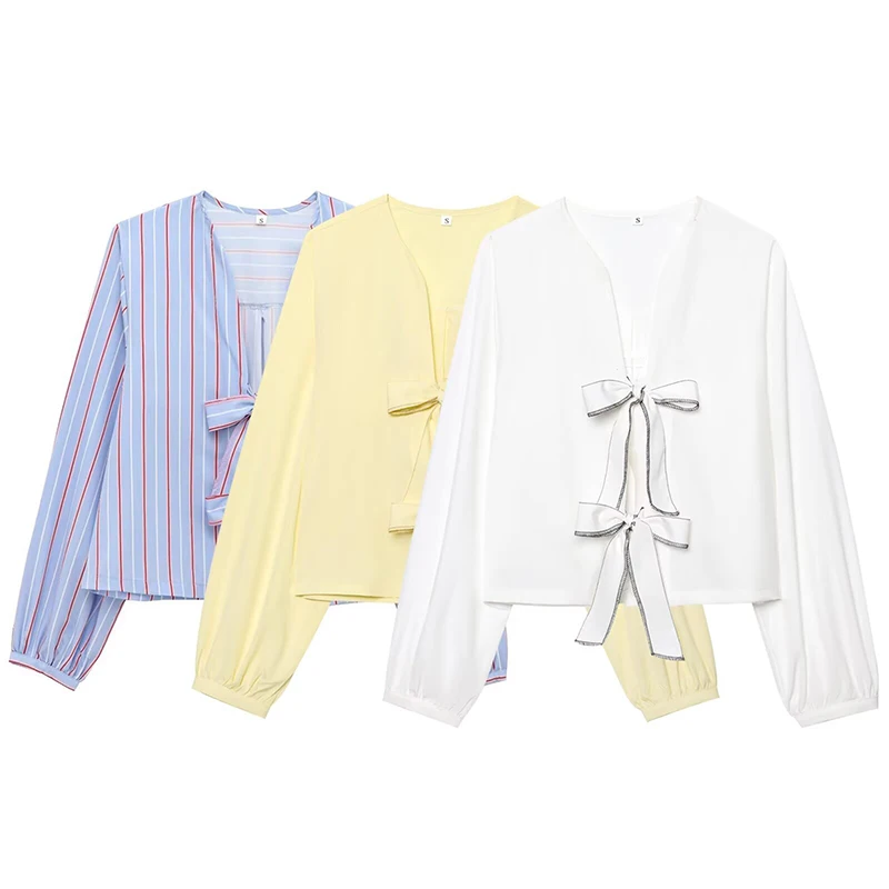 RAFZNB Women's Shirts & Blouses Fashion Spring Bow Decoration Striped O-Neck Long Sleeve Shirts Casual Female Shirt Tops
RAFZNB Women's Shirts & Blouses Fashion Spring Bow Decoration Striped O-Neck Long Sleeve Shirts Casual Female Shirt Tops