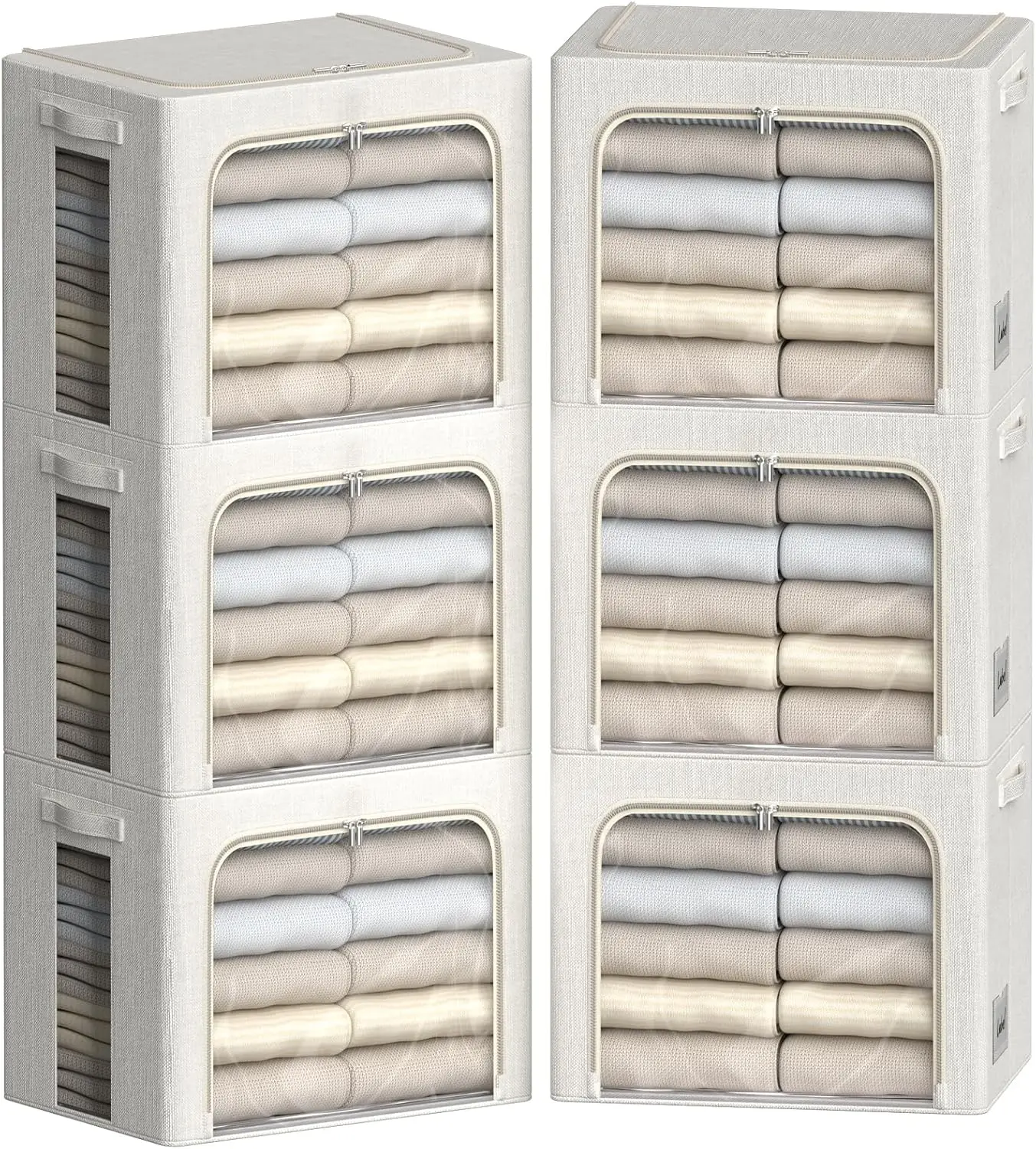 6 Pack Foldable Storage Bins with Metal Frame, Linen Fabric Box with Clear Window, 16.5x12.2x12.2 Inch
6 Pack Foldable Storage Bins with Metal Frame, Linen Fabric Box with Clear Window, 16.5x12.2x12.2 Inch