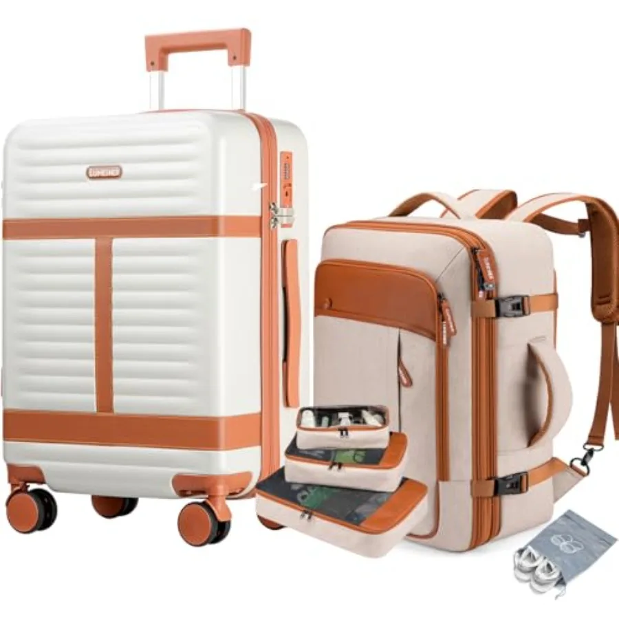 5 Pcs Luggage Sets with Travel Backpack, 20" Carry On Hardside Spinner Suitcases, TSA Lock, Durable PC Beige, 5 Pcs set (20inch
5 Pcs Luggage Sets with Travel Backpack, 20" Carry On Hardside Spinner Suitcases, TSA Lock, Durable PC Beige, 5 Pcs set (20inch