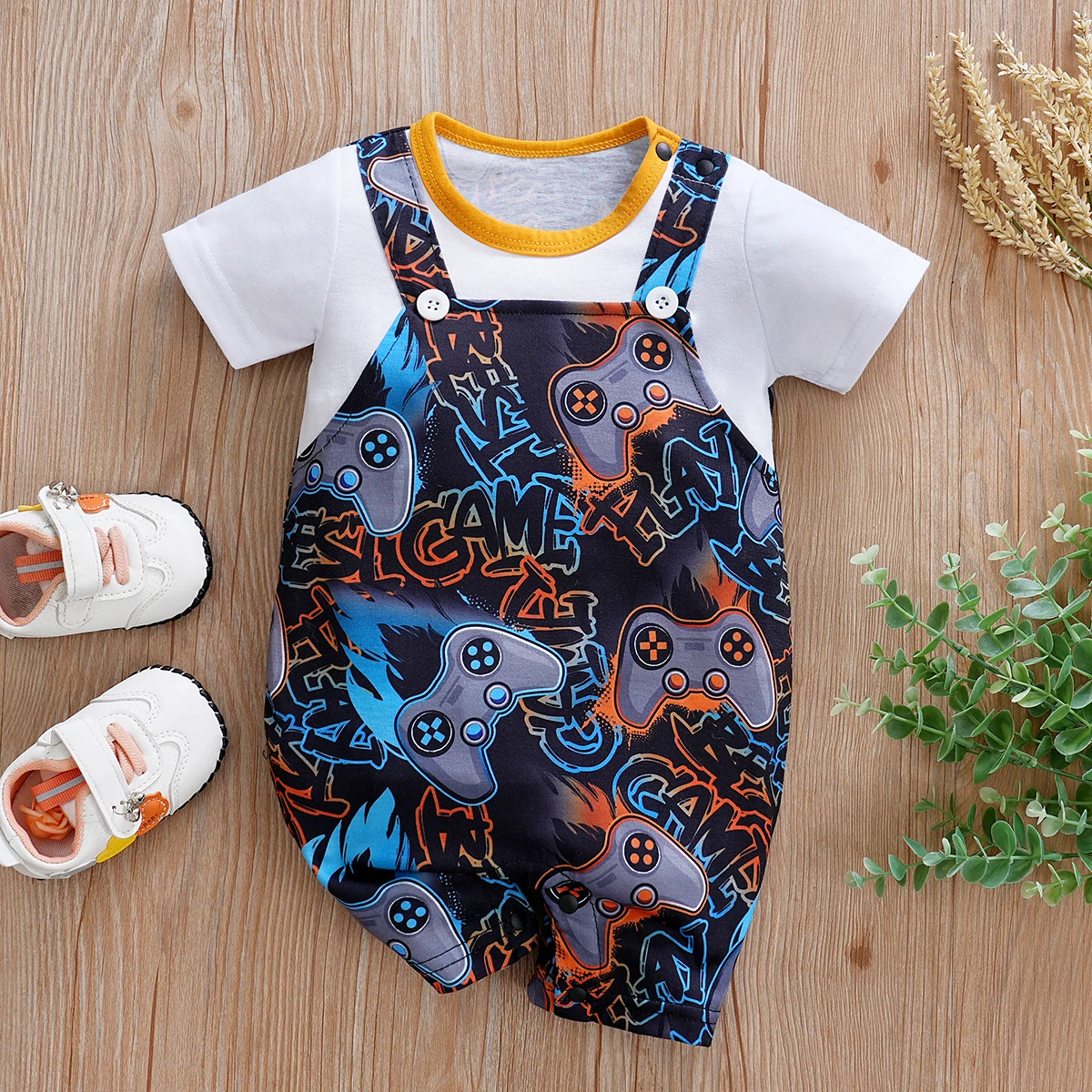 IURNXB Baby Romper Boys Short Sleeve Infant Gamepad Printed Overall Jumpsuit One Piece Outfit for Newborn Braces Summer 0-12M
IURNXB Baby Romper Boys Short Sleeve Infant Gamepad Printed Overall Jumpsuit One Piece Outfit for Newborn Braces Summer 0-12M