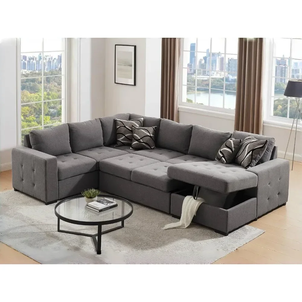 Sectional Sleeper Sofa Bed with Storage Chaise, U Shape Oversized Sectional Couch with Pull Out Bed for Living Room Gray
Sectional Sleeper Sofa Bed with Storage Chaise, U Shape Oversized Sectional Couch with Pull Out Bed for Living Room Gray