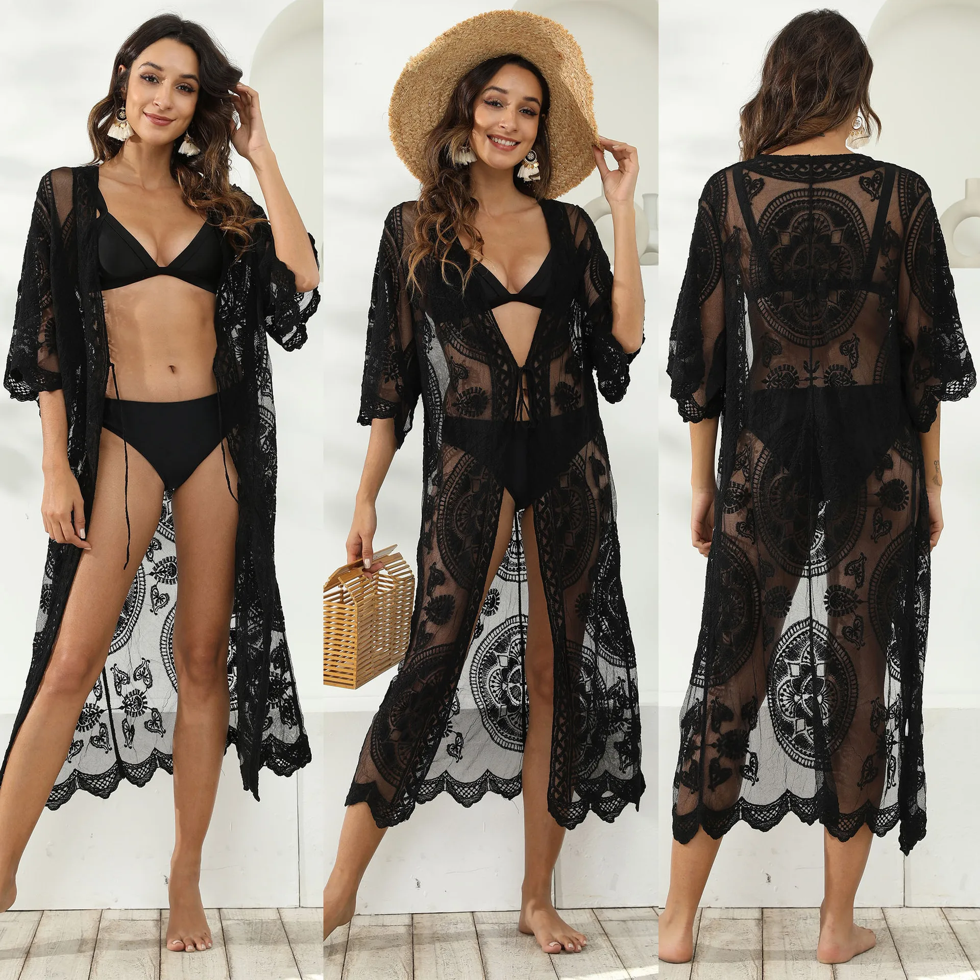 2024 Spring Summer New Lace Embroidery Sunscreen Shirt Versatile Sexy Transparent Tie Up Cardigan Bikini Mask Female Photo YC183
2024 Spring Summer New Lace Embroidery Sunscreen Shirt Versatile Sexy Transparent Tie Up Cardigan Bikini Mask Female Photo YC183