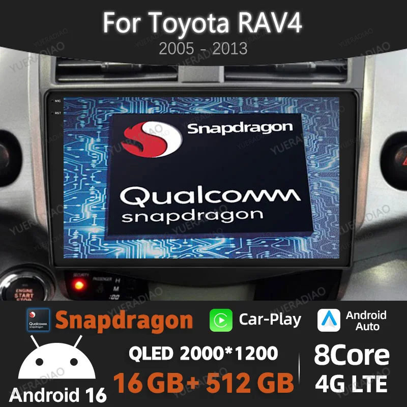 Android 16 Carplay Auto For Toyota RAV4 3 XA30 2005 - 2013 Car Radio Multimedia Stereo Video Player NAVI GPS 4G WIFI Head Unit
Android 16 Carplay Auto For Toyota RAV4 3 XA30 2005 - 2013 Car Radio Multimedia Stereo Video Player NAVI GPS 4G WIFI Head Unit