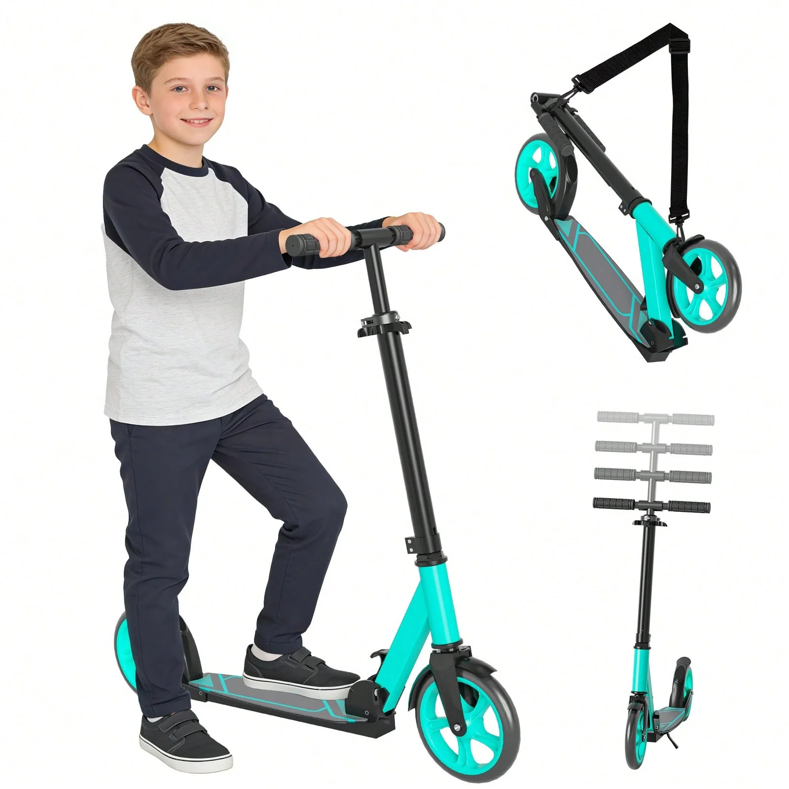 SIMATE T1 Kick Scooter for Kids 6+Teens & Adults Adjustable Handlebar Height 31.9"-37.8" 8-inch Big Wheels Foldable & Lightweight Max Load 220 LBS Ideal for Outdoor City Commute & Smooth Riding Perfect Holiday Gift for Halloween Thanksgiving Christmas
SIMATE T1 Kick Scooter for Kids 6+Teens & Adults Adjustable Handlebar Height 31.9"-37.8" 8-inch Big Wheels Foldable & Lightweight Max Load 220 LBS Ideal for Outdoor City Commute & Smooth Riding Perfect Holiday Gift for Halloween Thanksgiving Christmas