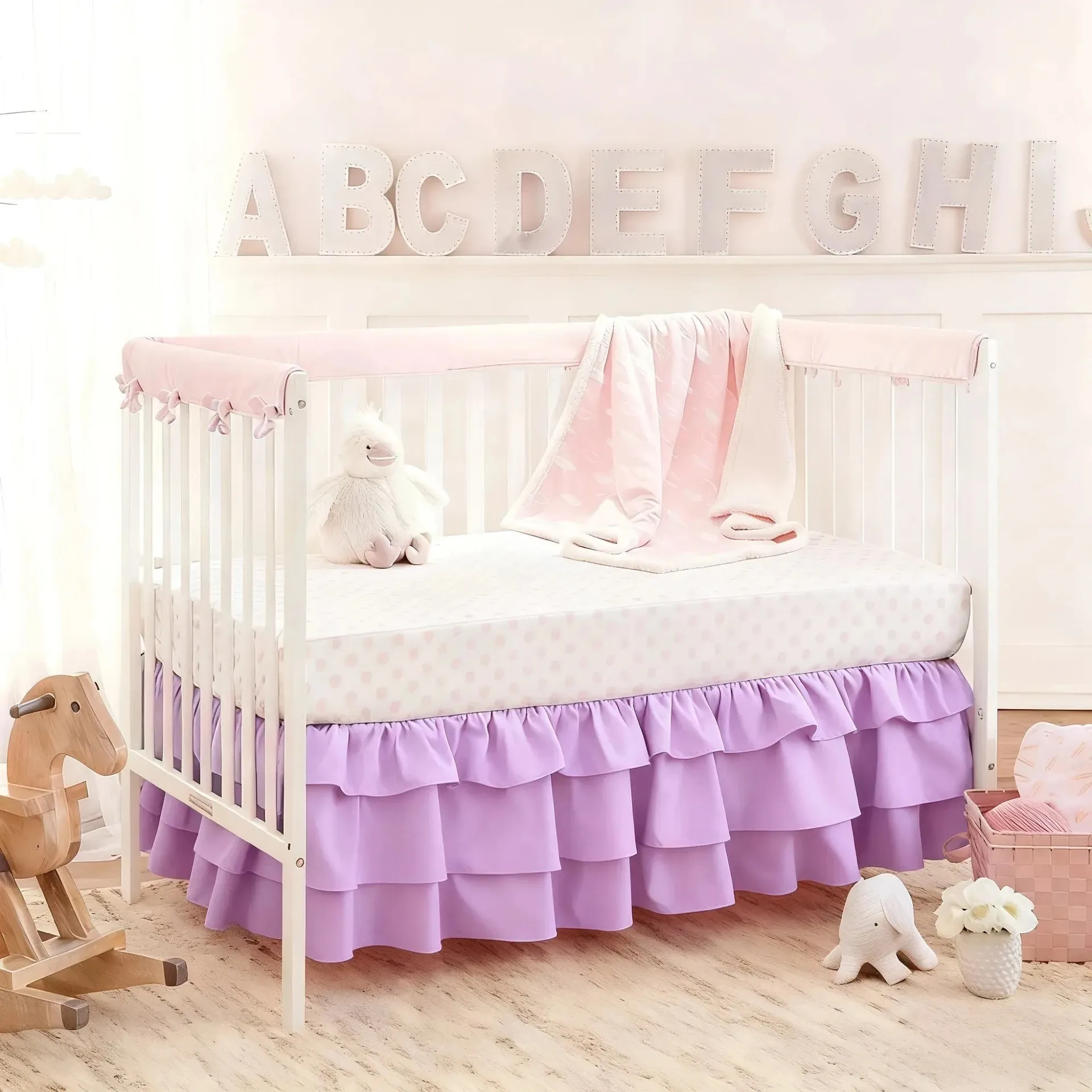Baby Crib Bed Skirt Standard Double Layer Soft Ruffles Crib Skirt 14inch Drop Nursery Toddler Bed Dust Cover for Baby Boys Girls
Baby Crib Bed Skirt Standard Double Layer Soft Ruffles Crib Skirt 14inch Drop Nursery Toddler Bed Dust Cover for Baby Boys Girls