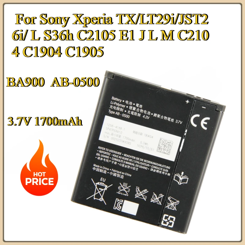NEW BA900 AB-0500 Replacement Battery For Sony Xperia TX/LT29i/JST26i/ L S36h C2105 E1 J L M C2104 C1904 C1905 Phone
NEW BA900 AB-0500 Replacement Battery For Sony Xperia TX/LT29i/JST26i/ L S36h C2105 E1 J L M C2104 C1904 C1905 Phone