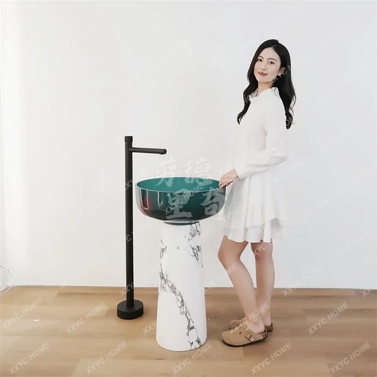 Bed and breakfast hotel rose gold stainless steel transparent resin floor-to-ceiling hand wash face column basin
Bed and breakfast hotel rose gold stainless steel transparent resin floor-to-ceiling hand wash face column basin