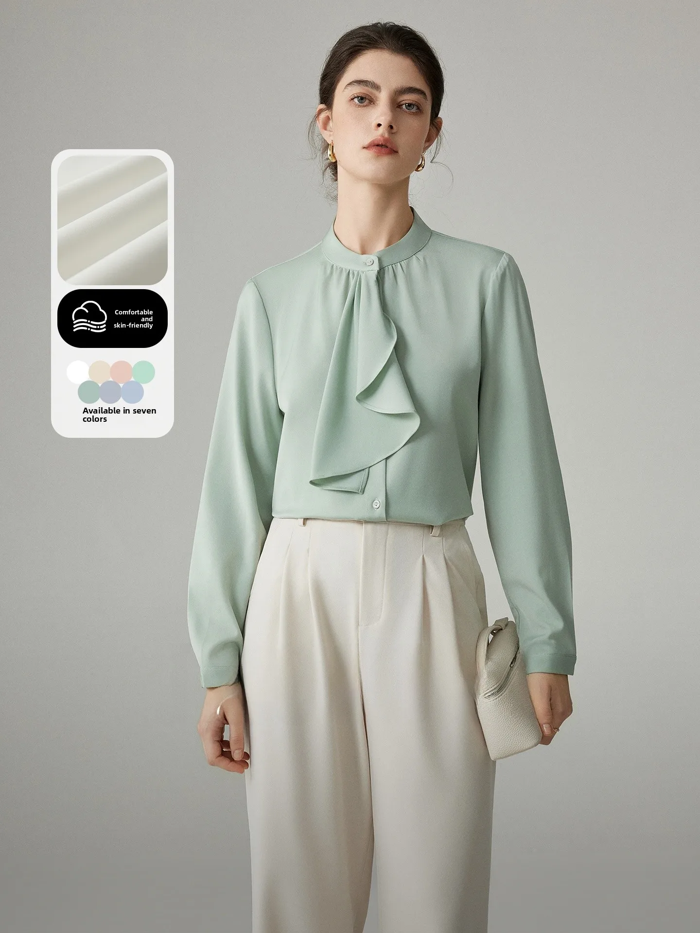 Yakejia Commuter Style Shirt Women's Spring Autumn Regular Sleeve Long Collar Pure Color Breathable Polyester Blend Shirt
Yakejia Commuter Style Shirt Women's Spring Autumn Regular Sleeve Long Collar Pure Color Breathable Polyester Blend Shirt