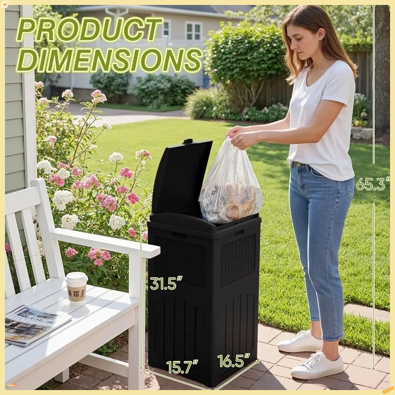 33-галонный уличный мусорный бак с крышкой, водонепроницаемый мусорный бак из смолы для патио и террасы
33-галонный уличный мусорный бак с крышкой, водонепроницаемый мусорный бак из смолы для патио и террасы