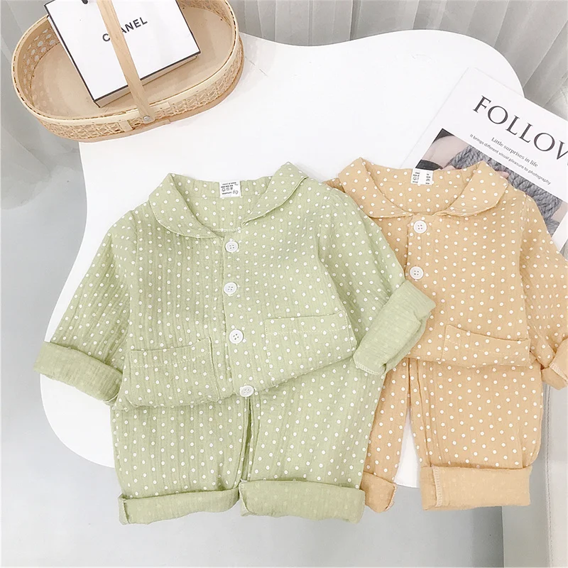 Spring Autumn Dot Home Clothes Set Boys Girls Long Sleeved Soft Cotton Linen Pajama Set Baby Boy Girl Set Children Pajama 0-6Y
Spring Autumn Dot Home Clothes Set Boys Girls Long Sleeved Soft Cotton Linen Pajama Set Baby Boy Girl Set Children Pajama 0-6Y