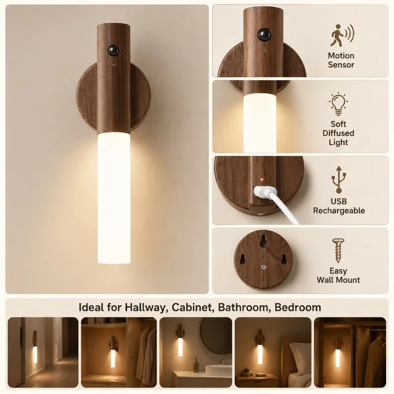 Home Bathroom Wall Light Intelligent Human Body Sensing Night Light LED Especially Rechargeable Corridor Cabinet Wall Light
Home Bathroom Wall Light Intelligent Human Body Sensing Night Light LED Especially Rechargeable Corridor Cabinet Wall Light