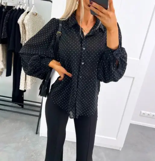 Woman Blouse 2025 New Spring Long Sleeved Polka Dot Loose Design Turn-Down Collar Casual Daily Shirt Top Women's Clothing
Woman Blouse 2025 New Spring Long Sleeved Polka Dot Loose Design Turn-Down Collar Casual Daily Shirt Top Women's Clothing