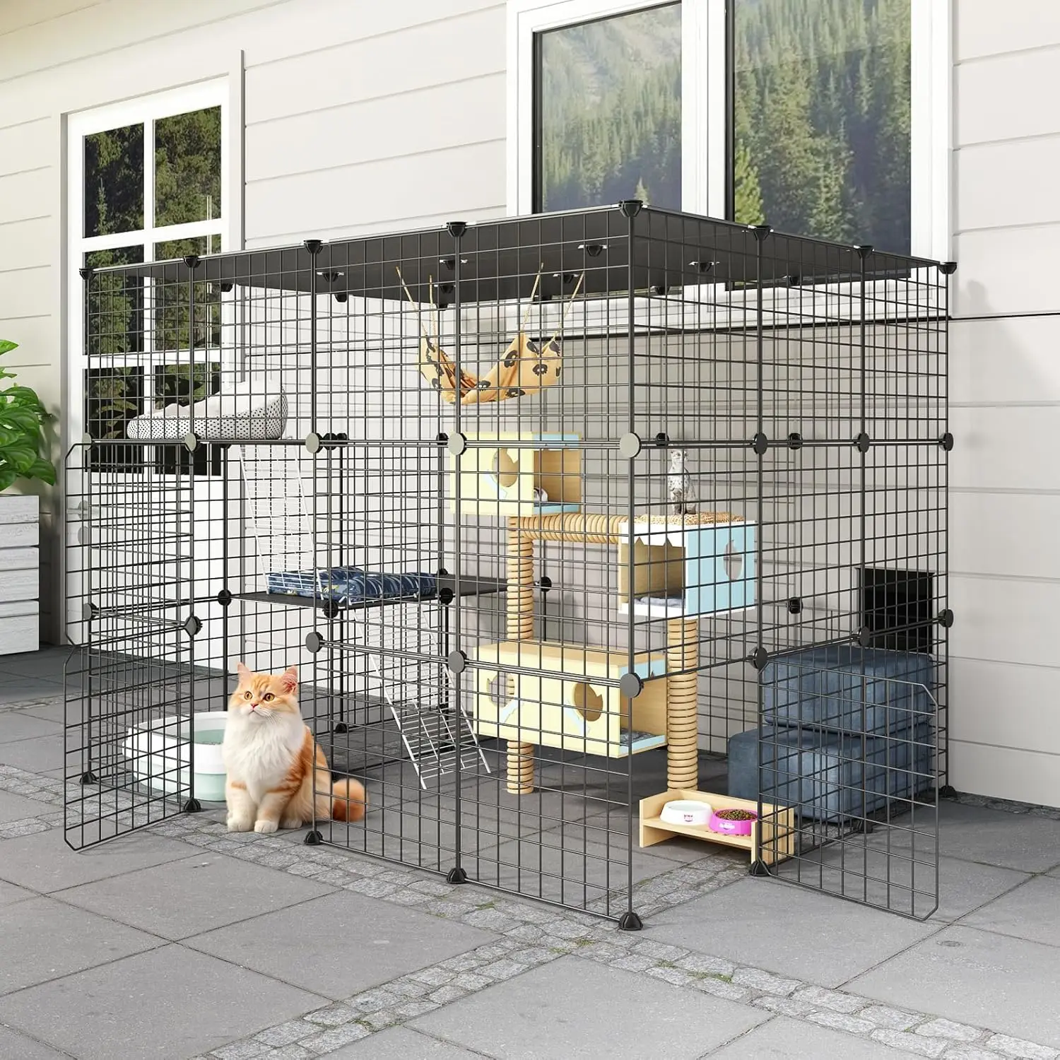 Открытый кошачий домик, клетки для кошек, сверхбольшая входная дверь, 55 л x 41 Вт x 41 ч, балконный манеж для кошек с
Открытый кошачий домик, клетки для кошек, сверхбольшая входная дверь, 55 л x 41 Вт x 41 ч, балконный манеж для кошек с