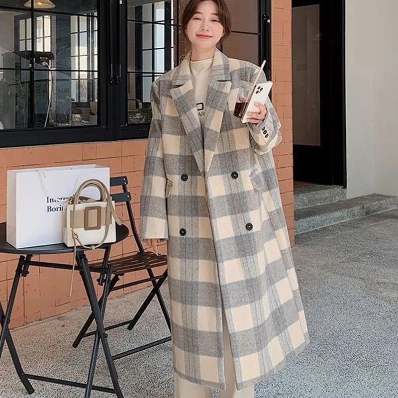 Women's Patchwork Plaid Double Breasted Coat 2023 Autumn Preppy Style Loose Casual Coat Turn-down Collar Pocket Fashion Coat
Women's Patchwork Plaid Double Breasted Coat 2023 Autumn Preppy Style Loose Casual Coat Turn-down Collar Pocket Fashion Coat