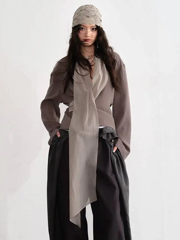 Brown Ribbon Women Color-block Elegant Slim Blouse New V-Neck Long Sleeve Shirt Fashion Spring Autumn 2026 UDG4
Brown Ribbon Women Color-block Elegant Slim Blouse New V-Neck Long Sleeve Shirt Fashion Spring Autumn 2026 UDG4