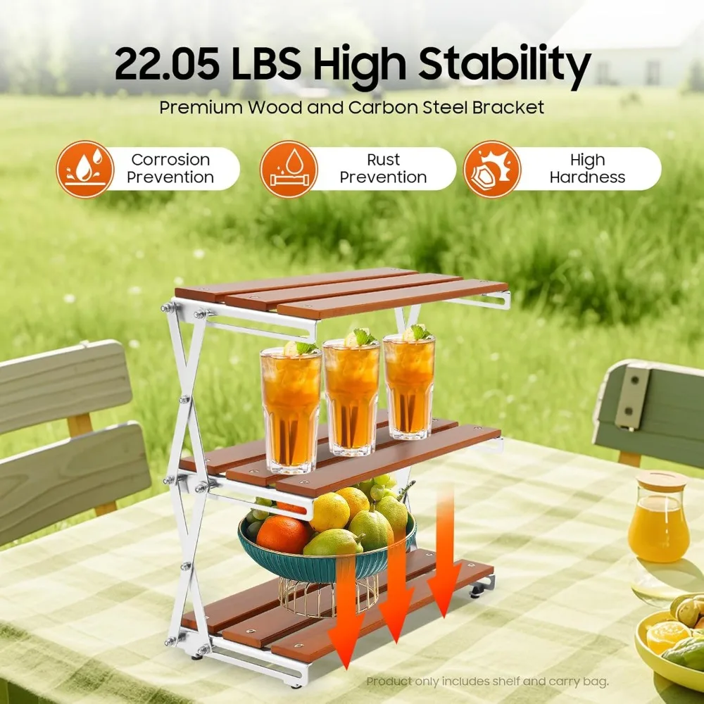 3 Tier Camping Folding Storage Rack Multi Function Natural Wood Desktop Organizing Rack with Spaced Design
3 Tier Camping Folding Storage Rack Multi Function Natural Wood Desktop Organizing Rack with Spaced Design