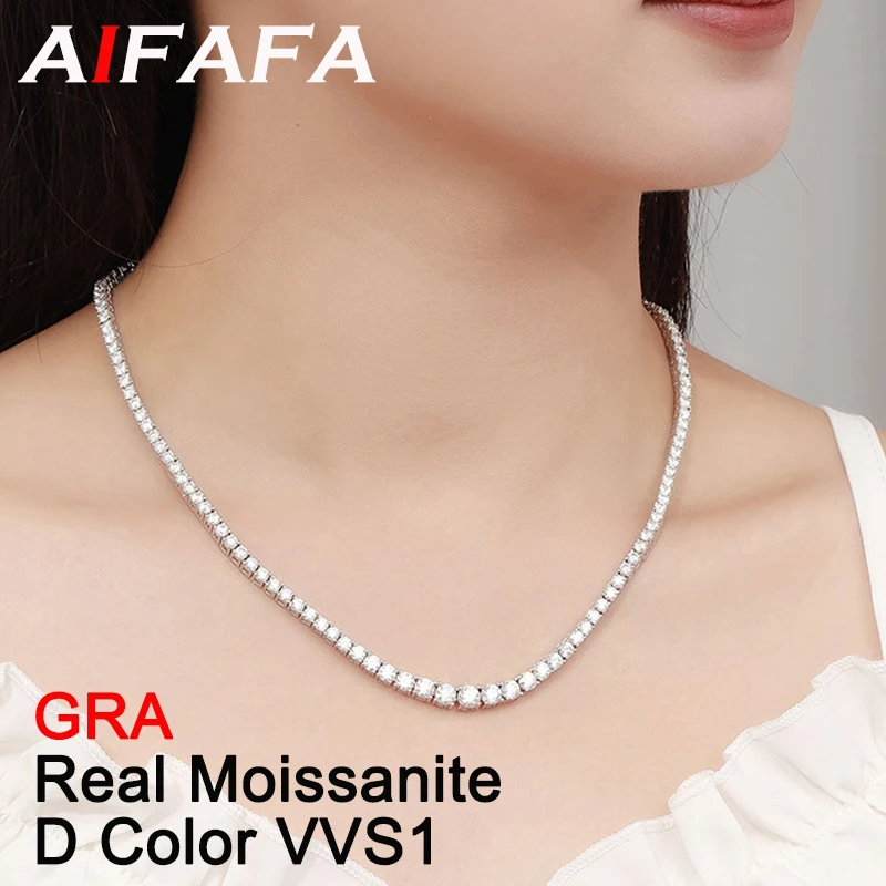 D Color Full Moissanite Tennis Chain Necklace for Women S925 Sliver Sparkle Moissanita Neck Chain Jewelry Pass Diamond Test GRA
D Color Full Moissanite Tennis Chain Necklace for Women S925 Sliver Sparkle Moissanita Neck Chain Jewelry Pass Diamond Test GRA