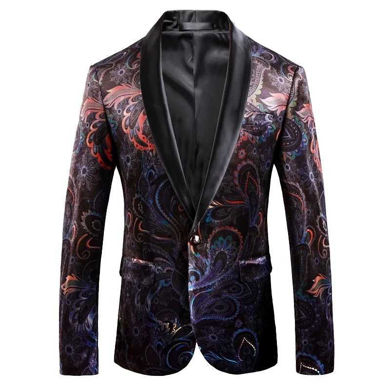 KIDWHXR Suit Coat Man Thin Flower Printed Single-breasted Slim Male Outerwear Long Sleeve Pocket Comfortable Stage Men Blazer
KIDWHXR Suit Coat Man Thin Flower Printed Single-breasted Slim Male Outerwear Long Sleeve Pocket Comfortable Stage Men Blazer
