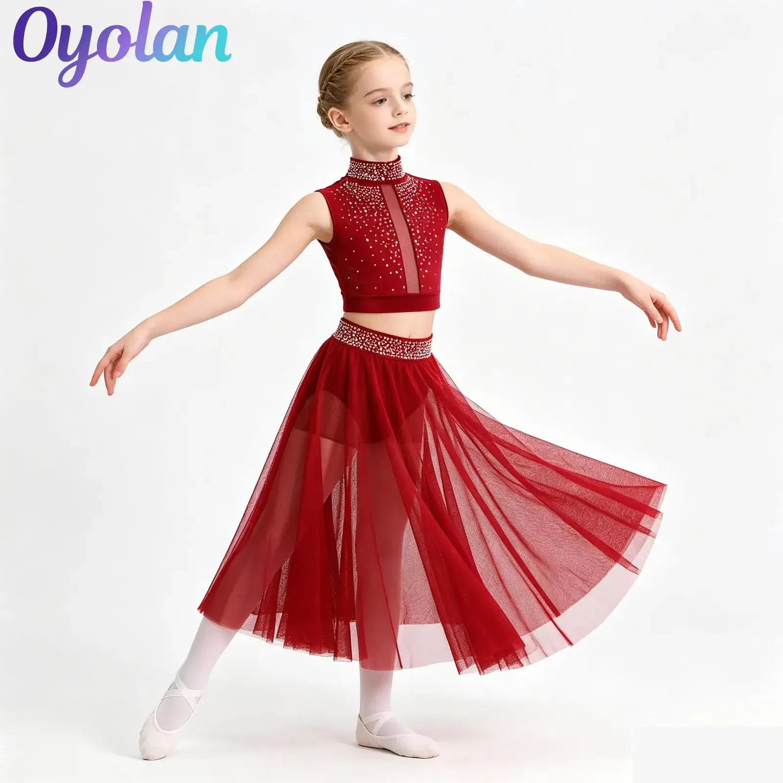 Kids Girls Shiny Rhinestones Gymnastics Figure Skating CostumeBallet Lyrical Dance Outfit Crop Top with Side Slit Mesh Skirt
Kids Girls Shiny Rhinestones Gymnastics Figure Skating CostumeBallet Lyrical Dance Outfit Crop Top with Side Slit Mesh Skirt