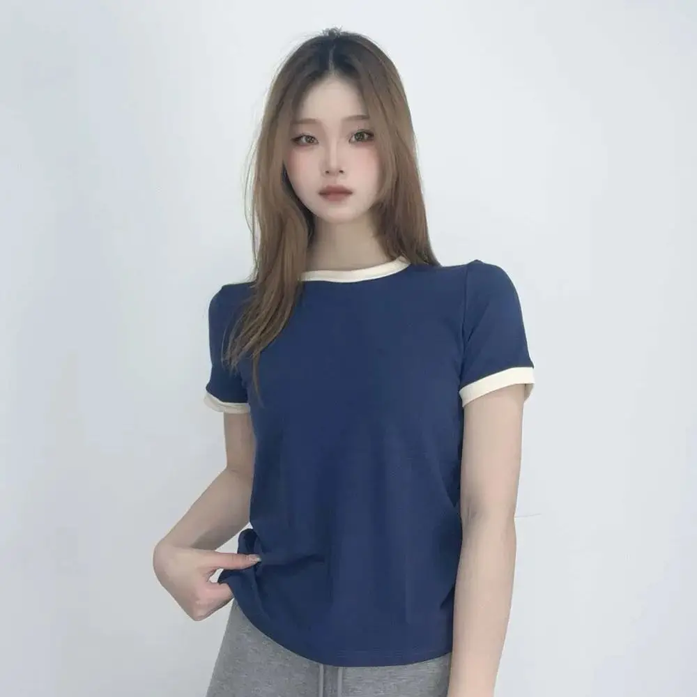 Fashion Women's Patchwork T-Shirt Summer New Crew Neck Crop Top Slim Bottom Short Tee For Female Causal Y2K Streetwear
Fashion Women's Patchwork T-Shirt Summer New Crew Neck Crop Top Slim Bottom Short Tee For Female Causal Y2K Streetwear