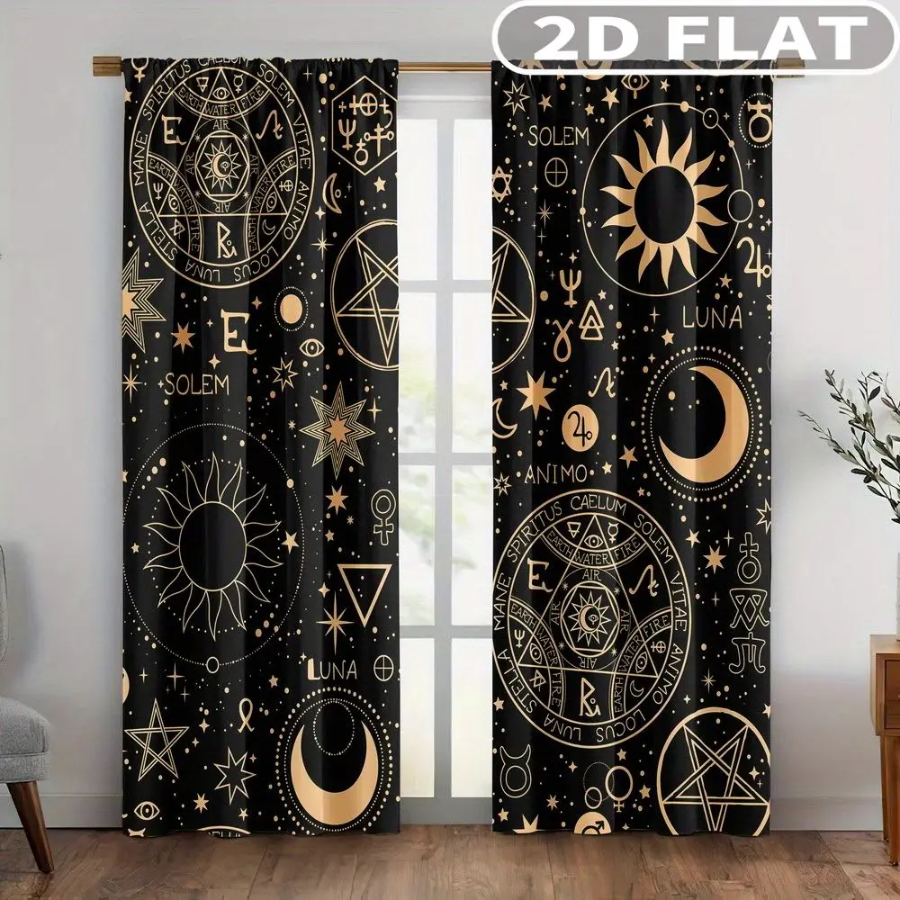 2D FLAT 2pcs Curtains Mystic Symbols Sun Moon Stars Perfect for Balcony, Bedroom, Living Room, Suitable for 4 Seasons
2D FLAT 2pcs Curtains Mystic Symbols Sun Moon Stars Perfect for Balcony, Bedroom, Living Room, Suitable for 4 Seasons