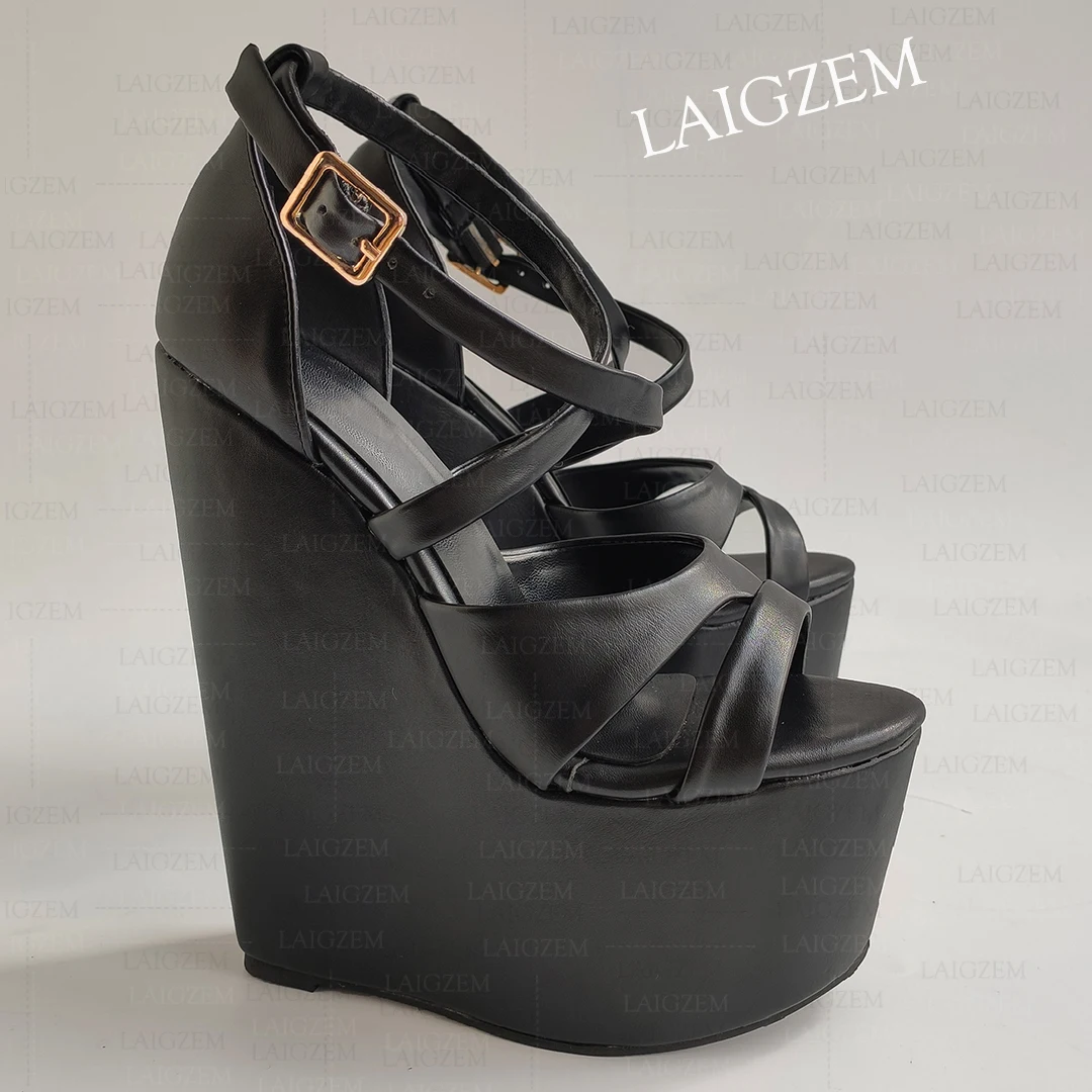 DOHBANER Women Sandals Platform 17CM Wedges Ankle Strap Height Increase Faux Leather Ladies Shoes Woman Plus Size 41 45 48 52
DOHBANER Women Sandals Platform 17CM Wedges Ankle Strap Height Increase Faux Leather Ladies Shoes Woman Plus Size 41 45 48 52