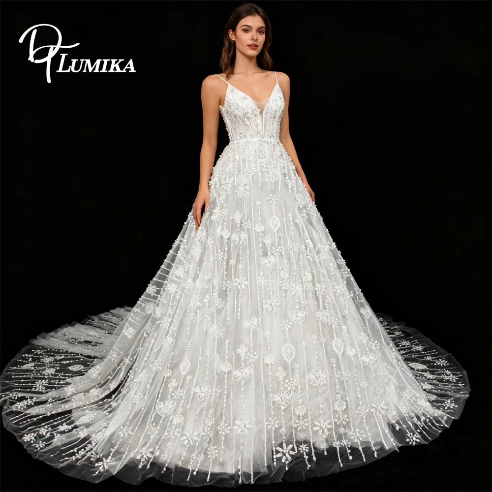 DTLumika Spaghetti Straps Beaded Wedding Dress for Bride 2026 Luxury A Line Long Bridal Gown Cusotmized Size Bride Dresses
DTLumika Spaghetti Straps Beaded Wedding Dress for Bride 2026 Luxury A Line Long Bridal Gown Cusotmized Size Bride Dresses