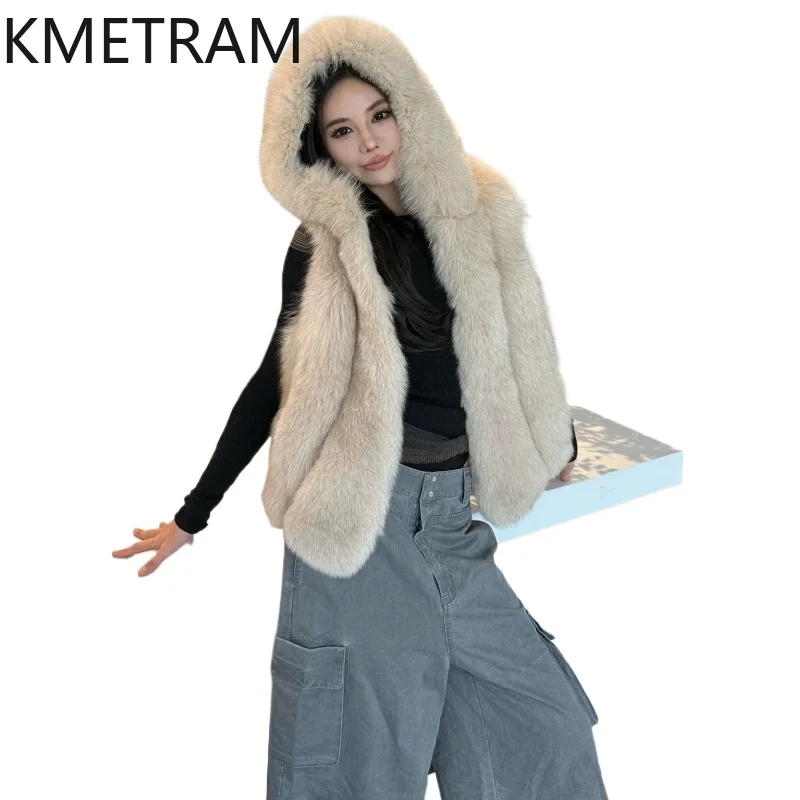 KMETRAM Natural Fox Back Fur Vest Women Luxury Hooded Fur Jacket Warm Winter Sleeveless Real Fur Coat Woman Clothing 62cm 2026
KMETRAM Natural Fox Back Fur Vest Women Luxury Hooded Fur Jacket Warm Winter Sleeveless Real Fur Coat Woman Clothing 62cm 2026