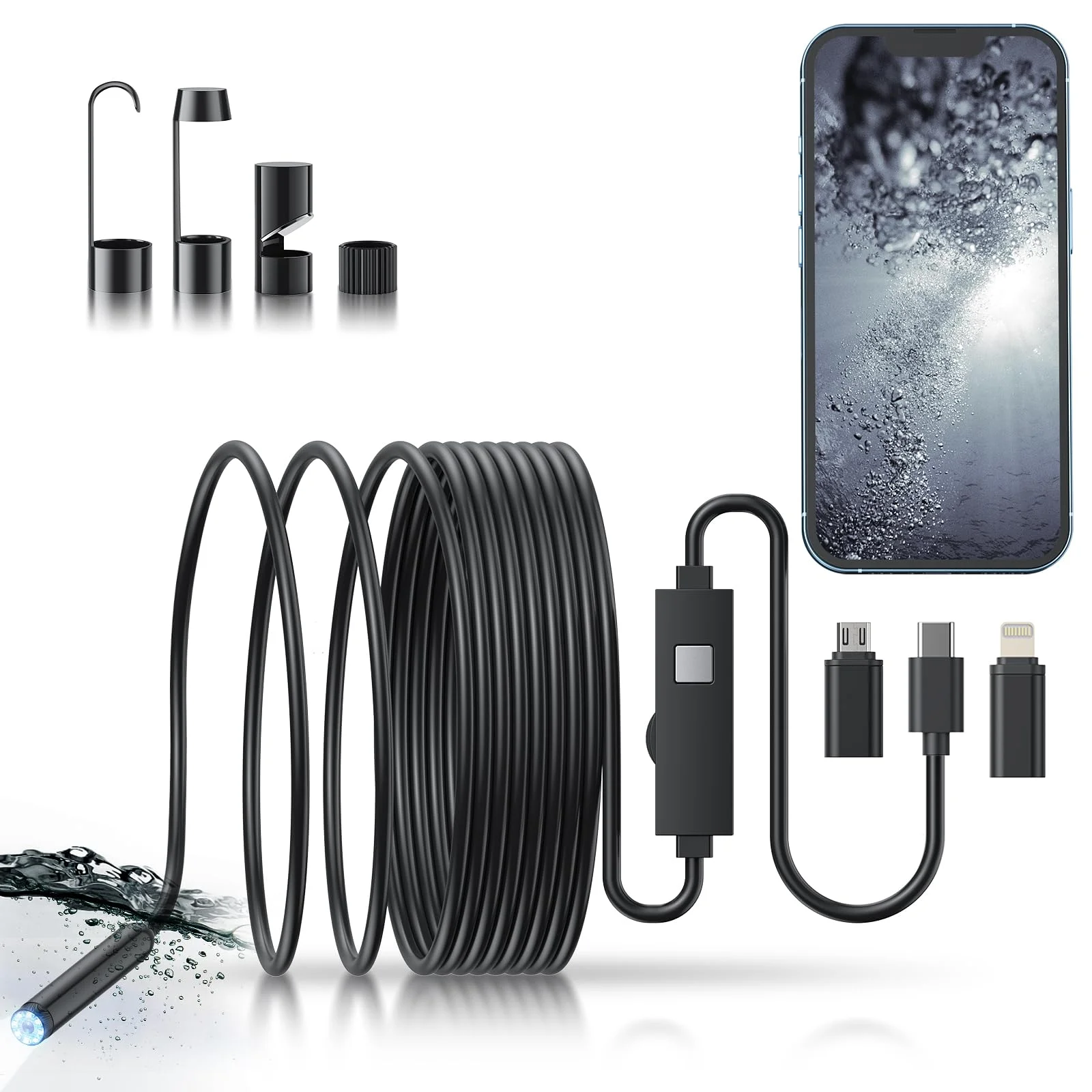 Endoscope Camera with Light, 1920P HD Borescope with 8 Lights, Waterproof for Pipe Inspection, Industrial Endoscope for Phones
Endoscope Camera with Light, 1920P HD Borescope with 8 Lights, Waterproof for Pipe Inspection, Industrial Endoscope for Phones