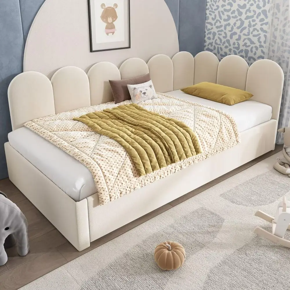 Upholstered Velvet Twin Daybed with Pull-Out Bed, Twin Sofa Bed 90x190cm, Suitable for Guests and Kids, Metal Slatted Base, Beig
Upholstered Velvet Twin Daybed with Pull-Out Bed, Twin Sofa Bed 90x190cm, Suitable for Guests and Kids, Metal Slatted Base, Beig