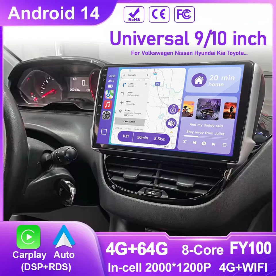 Universal 9/10 inch Car Stereo CarPlay Car Radio Android Auto GPS Multimedia Player 2 DIN Android 14 WiFi Player QLED Screen BT
Universal 9/10 inch Car Stereo CarPlay Car Radio Android Auto GPS Multimedia Player 2 DIN Android 14 WiFi Player QLED Screen BT