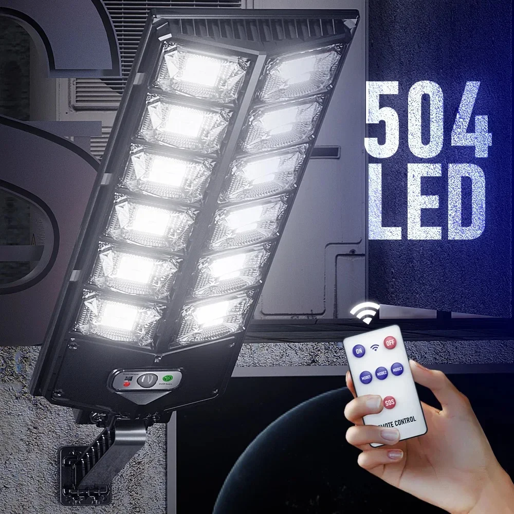 Outdoor Solar Street Light 504 LEDs High Power with Solar Sensor Remote Control Wall Flood Light for Yard Garage Garden
Outdoor Solar Street Light 504 LEDs High Power with Solar Sensor Remote Control Wall Flood Light for Yard Garage Garden
