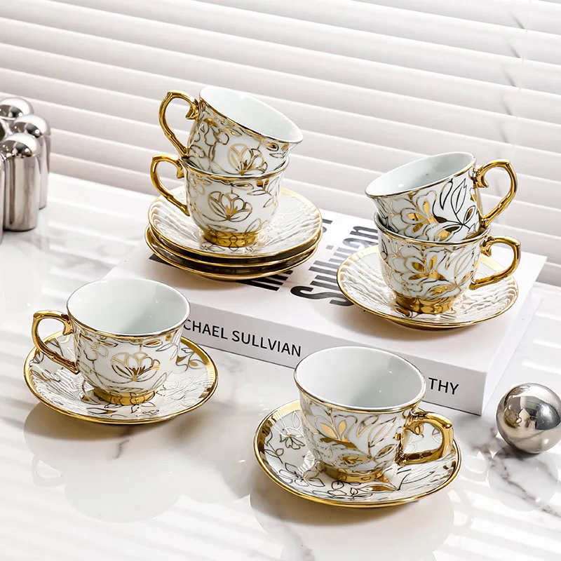 European-style Ceramic Coffee Cups and Saucers High-end Afternoon Tea Sets Coffee Mugs Hotel Club Household Tea Cups and Saucers
European-style Ceramic Coffee Cups and Saucers High-end Afternoon Tea Sets Coffee Mugs Hotel Club Household Tea Cups and Saucers