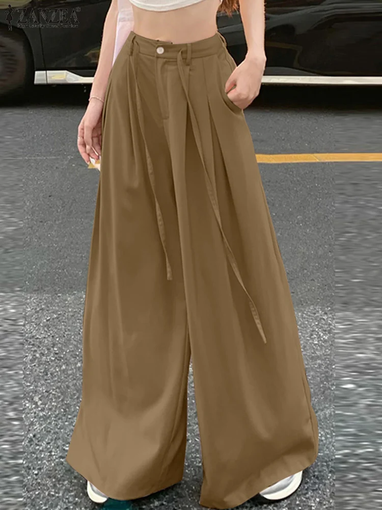 ZANZEA Casual Loose 2025 Summer Pants Women Solid Color Long Pants Fashion Pleating Trouser Korean Streetwear Wide Leg Pantalons
ZANZEA Casual Loose 2025 Summer Pants Women Solid Color Long Pants Fashion Pleating Trouser Korean Streetwear Wide Leg Pantalons
