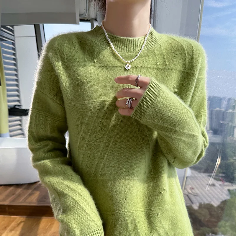 Thickened pure wool base knit sweater autumn and winter loose Korean version cashmere sweater women's round neck sweater
Thickened pure wool base knit sweater autumn and winter loose Korean version cashmere sweater women's round neck sweater