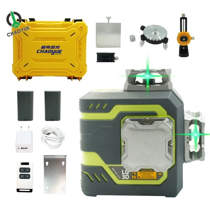 12 Line 3D Laser Level Wall-Mounted 360° Green Beam Self Leveling Measuring Tool
12 Line 3D Laser Level Wall-Mounted 360° Green Beam Self Leveling Measuring Tool