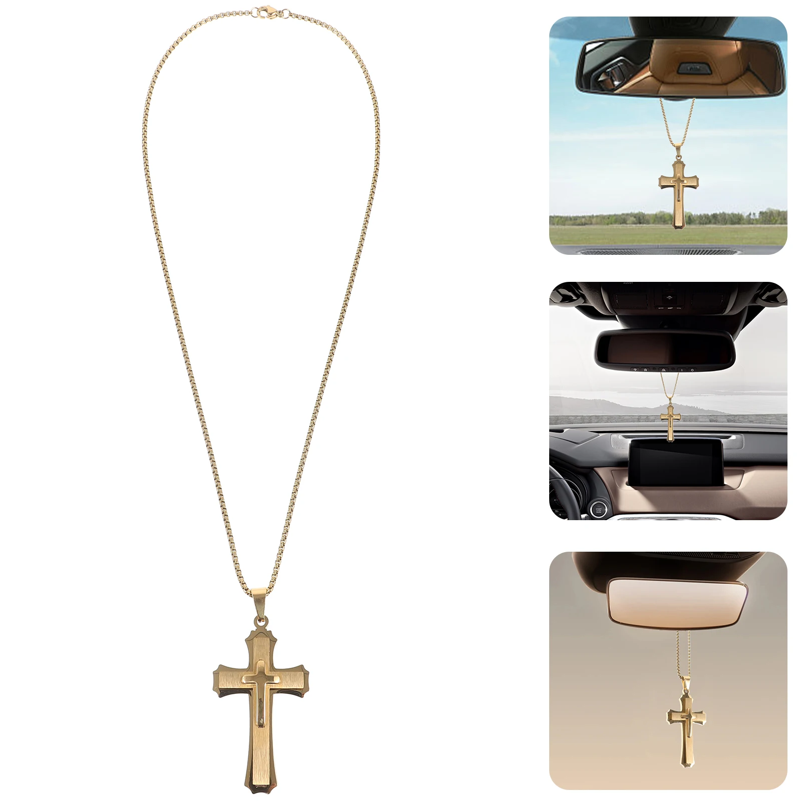Cross Metal Pendant Decoration Hanging Car Accessories Ornament Golden Plaster Decorations Interior
Cross Metal Pendant Decoration Hanging Car Accessories Ornament Golden Plaster Decorations Interior