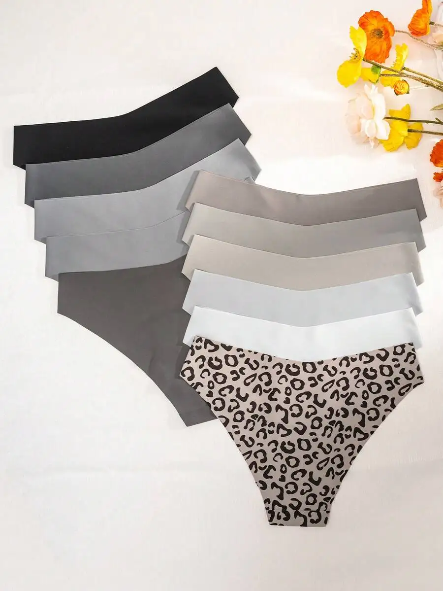 11pcs Womens Simple Casual Briefs Solid And Leopard Print Underwear
11pcs Womens Simple Casual Briefs Solid And Leopard Print Underwear