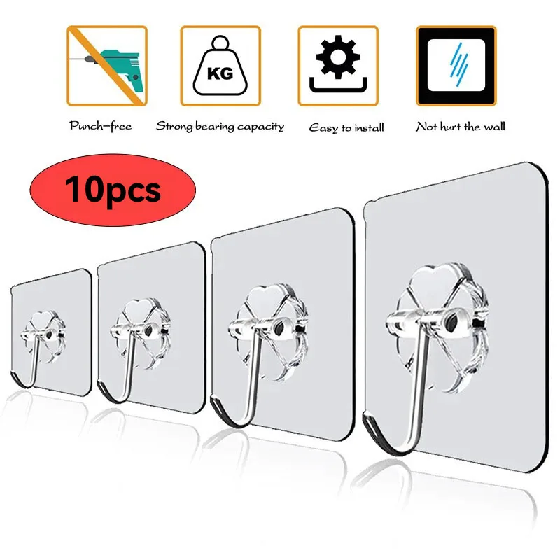 Transparent self-adhesive hooks for hanging hangers, decoration suitable for kitchen bathroom
Transparent self-adhesive hooks for hanging hangers, decoration suitable for kitchen bathroom