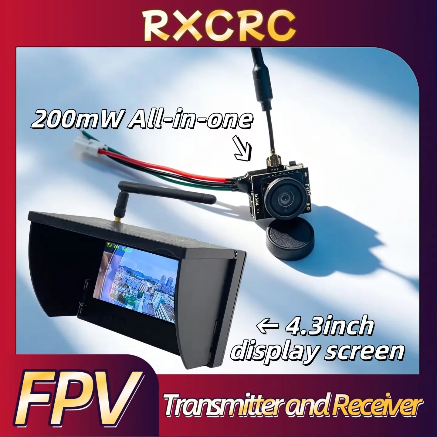 RXCRC 5.8G Analog Video Transmission Camera 200mW Power All-in-One,WIth a FPV 4.3inch display screen FPV RC Model Racing Drone
RXCRC 5.8G Analog Video Transmission Camera 200mW Power All-in-One,WIth a FPV 4.3inch display screen FPV RC Model Racing Drone